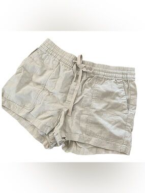Gap Linen Blend Pull On Shorts Elastic Waist Drawstring Tan/Khaki Size M